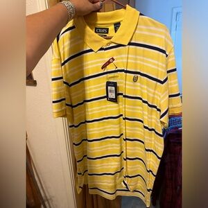 Chaps Men's Polo in Yellow and Navy Stripes
